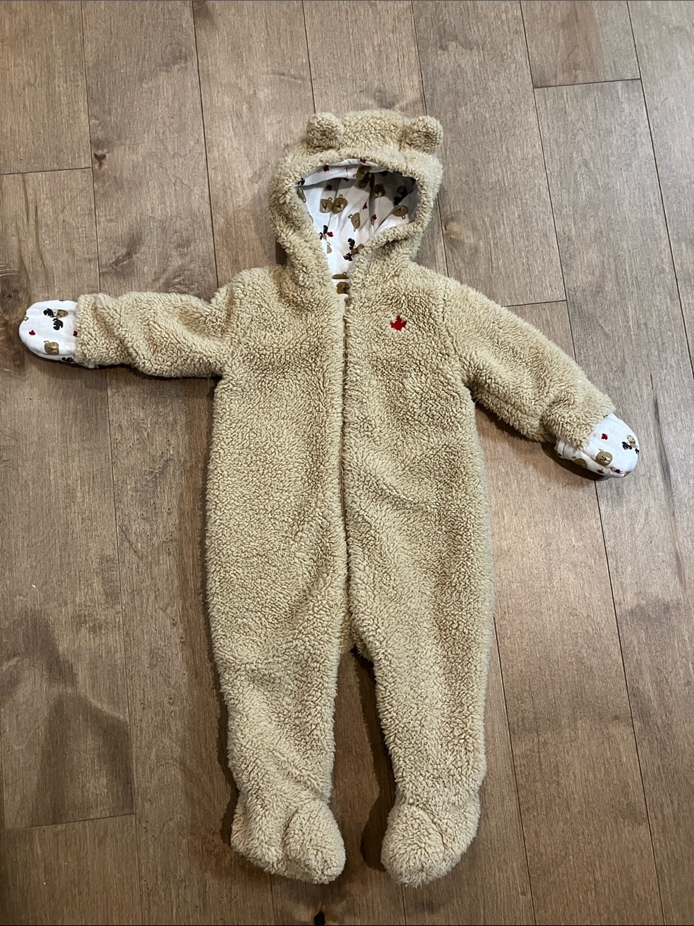 Plush Teddy Sherpa Footed One-Piece in Beige